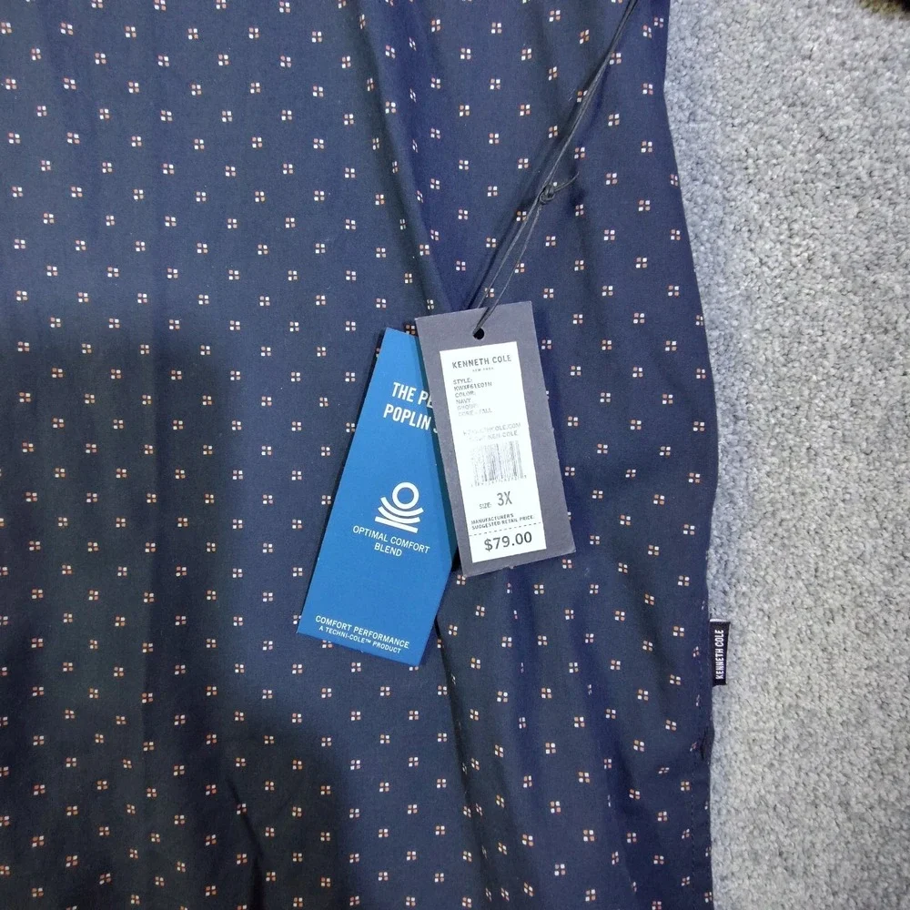 Kenneth Cole Mens Shirt Blue 3X Lightweight Button Up Long Sleeve Regular Fit